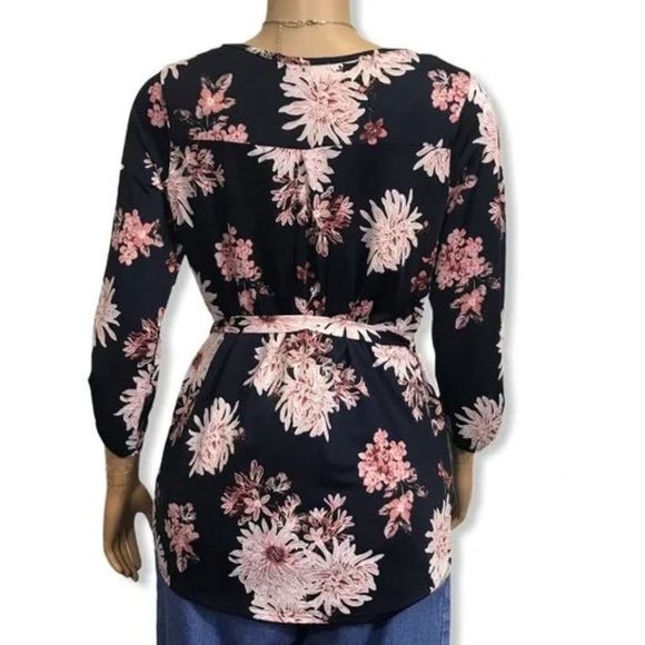 Anthropologie Ember Floral Tunic Top with Belted Waist *flattering* XL - Picture 2 of 7